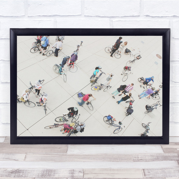 Cyclist Reunion Busy people Bikes Wall Art Print