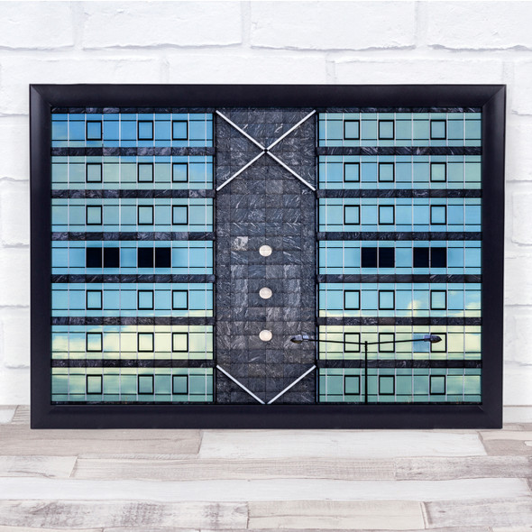 Front blue building cross windows Wall Art Print