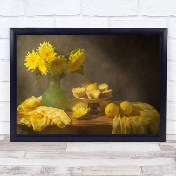 Lemon Tarts Sunflowers Still life Wall Art Print