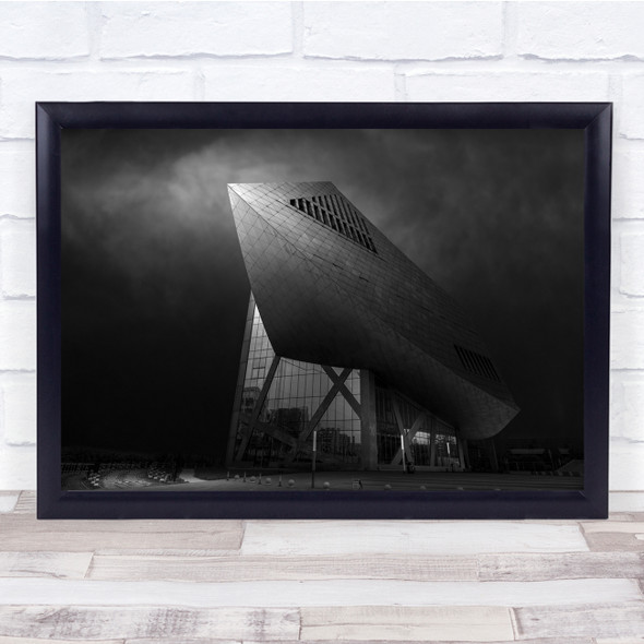Museum Structure Tall Black White Wall Art Print