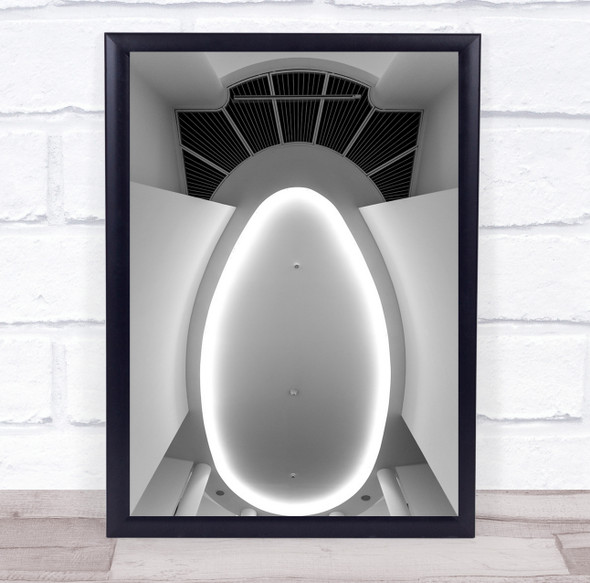 Oval egg black and white building Wall Art Print