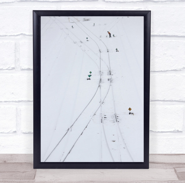 Railway Workers snow tracks signs Wall Art Print