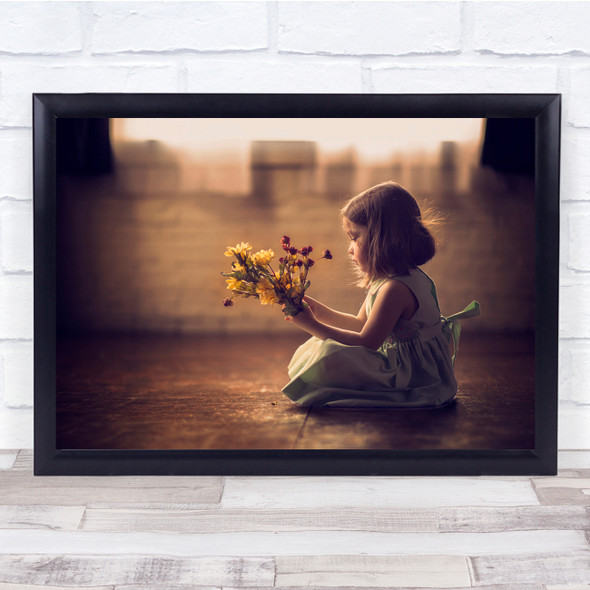 Sara Child Flowers red and yellow Wall Art Print