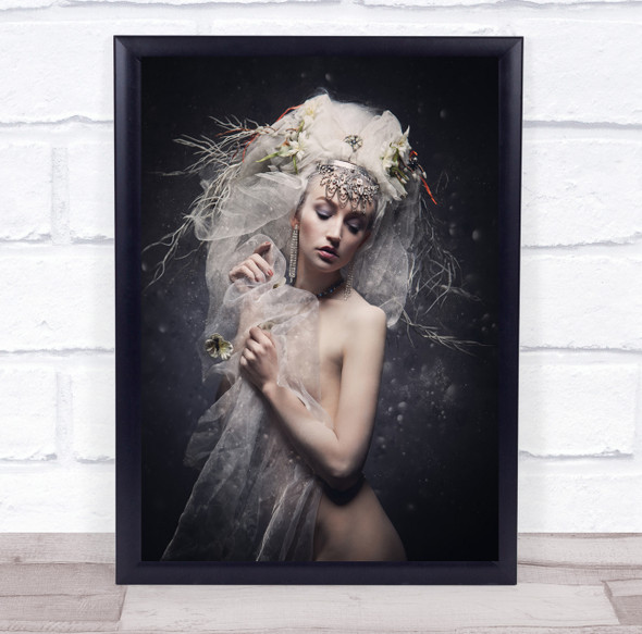 Spring Fairy woman pose head gear Wall Art Print