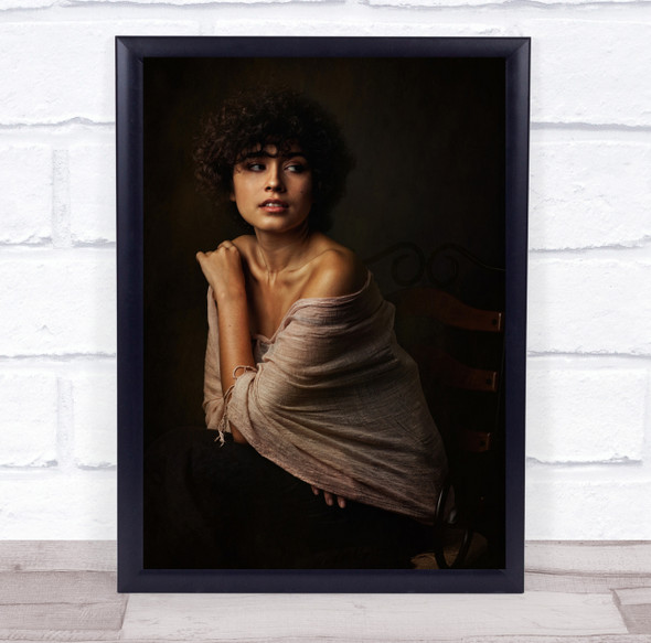 woman clothing pose stare arms up Wall Art Print