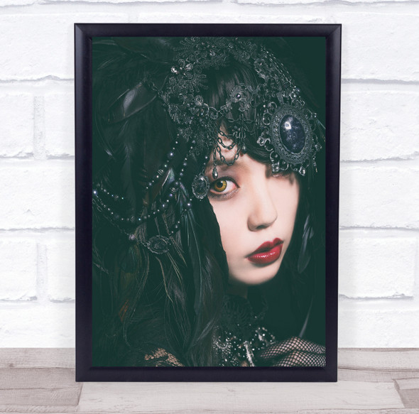 Yuki Asian woman pretty head wear Wall Art Print