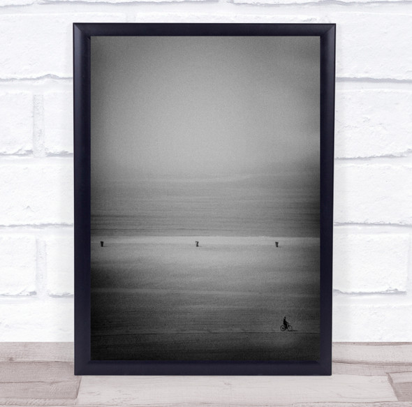 Bike Path grey Seaview landscape Wall Art Print