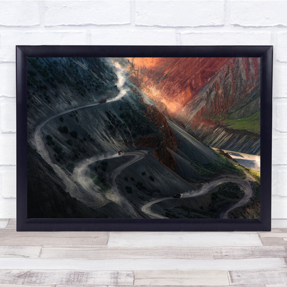 Canyon Slopes Dust Cars Downhill Wall Art Print