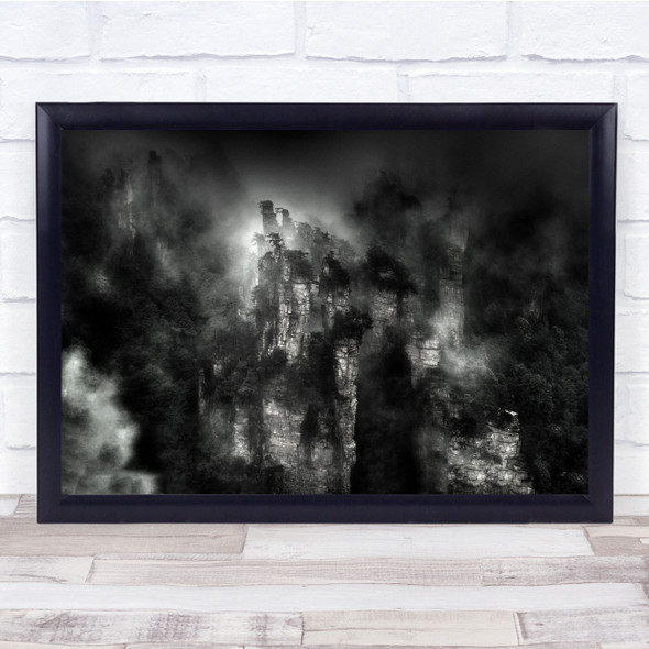 Fog Avatar Trees Rocks landscape Wall Art Print