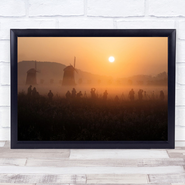 Hot Place Sun windmills work men Wall Art Print