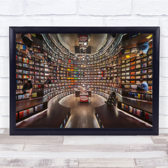 Mirrored Library People Learning Wall Art Print