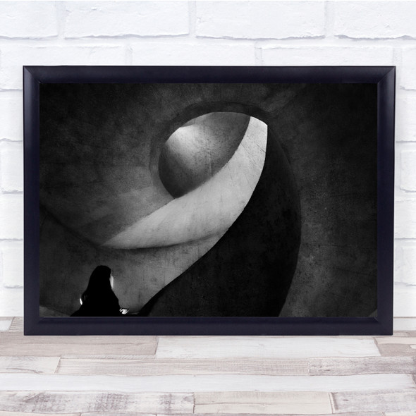 Swirl Tunnel Black White Shadows Wall Art Print