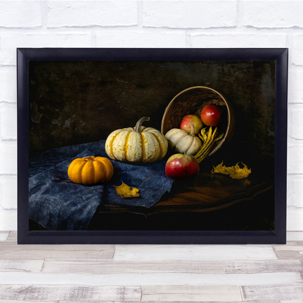 Basket Pumpkin Apple Fall fruit Wall Art Print