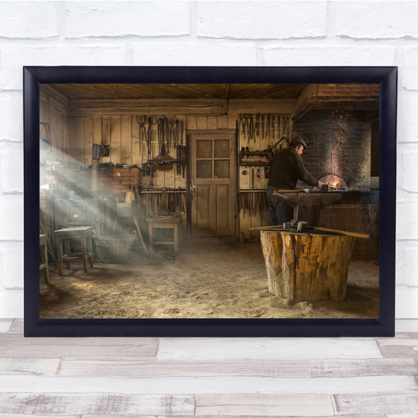 Blacksmith Workshop Hammer sand Wall Art Print