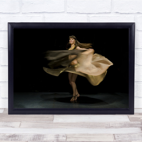 Butterfly woman dress spin gold Wall Art Print