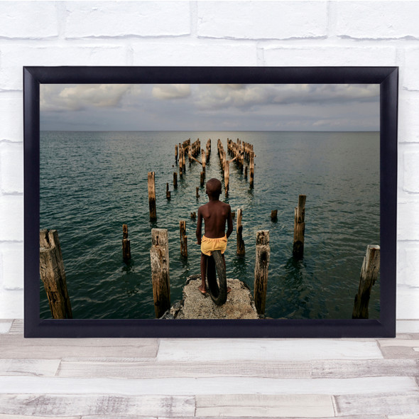 Harbour Boy Bored sea lifestyle Wall Art Print