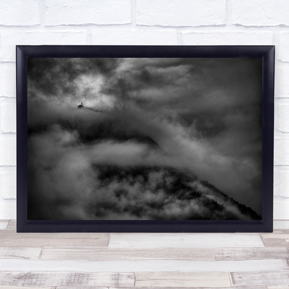 House On The Hills clouds foggy Wall Art Print