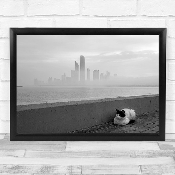 Sea Skyline Mist Cat Animal Fog Wall Art Print