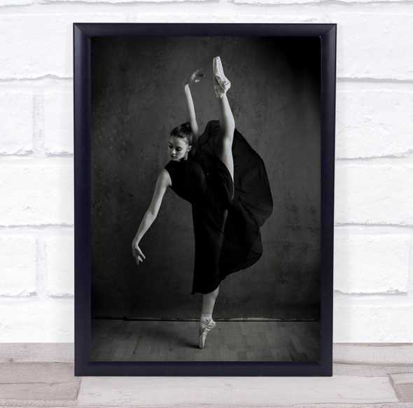 Black dress ballet dancer pose Wall Art Print
