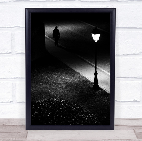 person walking street lamppost Wall Art Print