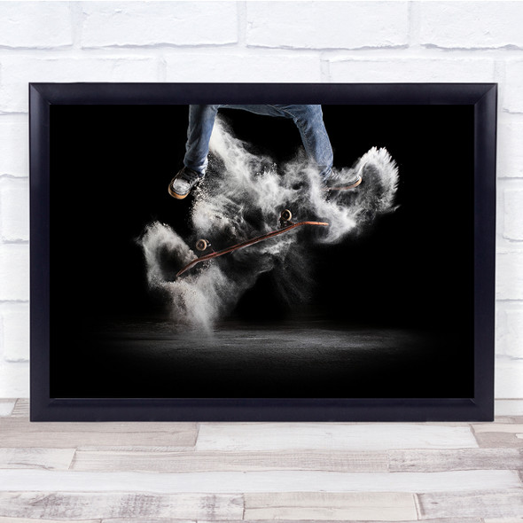 Smoke effect skateboard action Wall Art Print