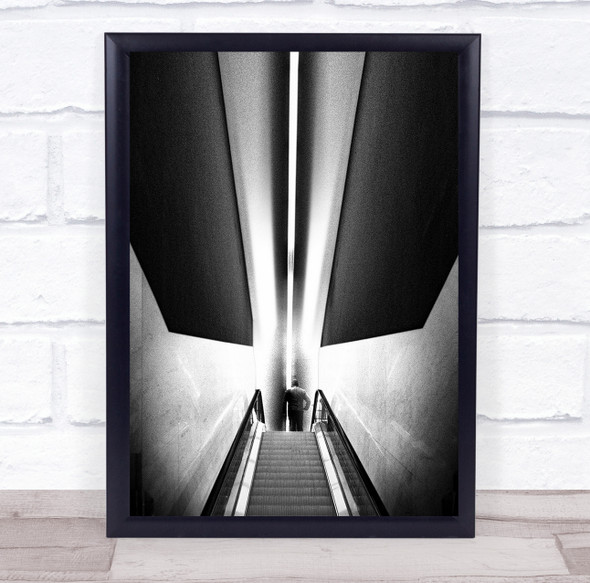 White Shape escalator building Wall Art Print