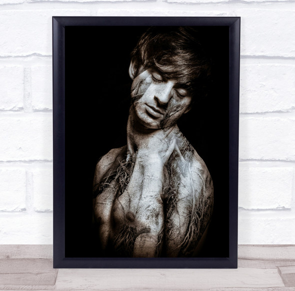 Birth Man tattoos closed eyes Wall Art Print