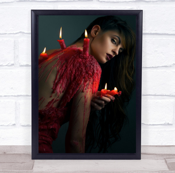 Model red candles wax melting Wall Art Print