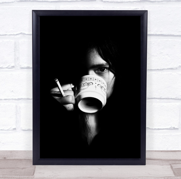 Coffee Cigar woman dark pose Wall Art Print