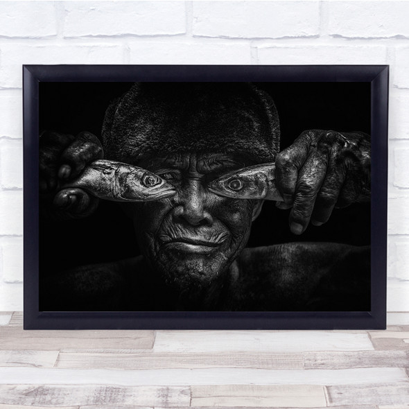 Mysterious Fish Eyes Old Man Wall Art Print