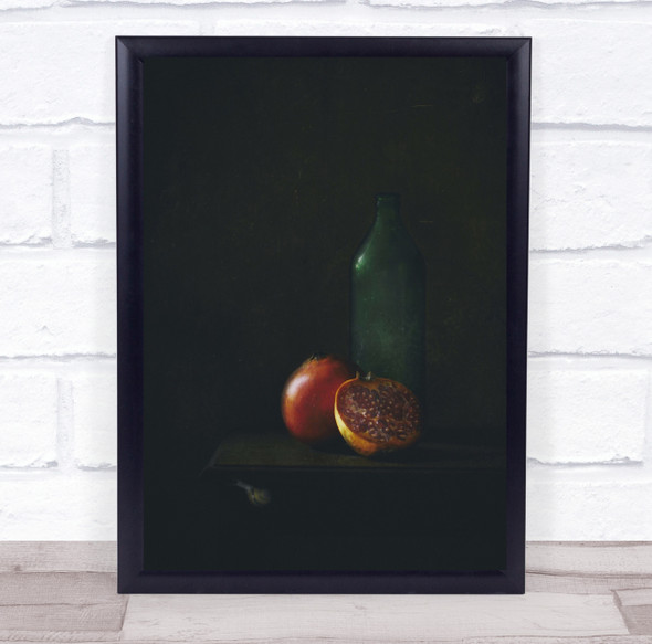 Pomegranate And Green Bottle Wall Art Print