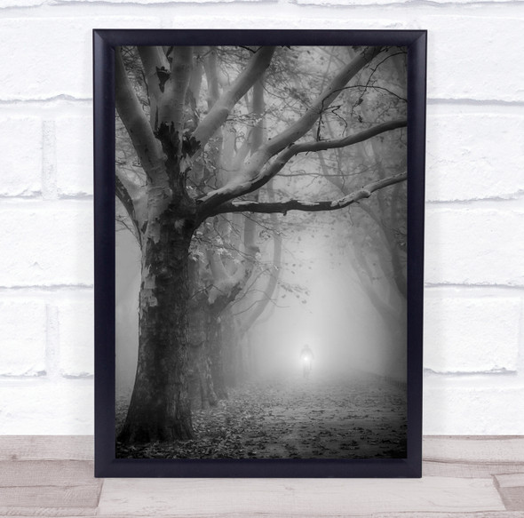 Spooky tree grey scale foggy Wall Art Print