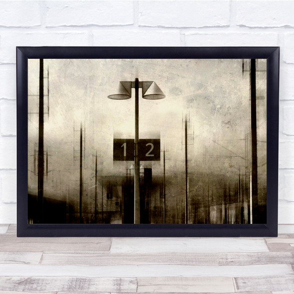 1 I 2 Signs Lamppost Sepia Wall Art Print