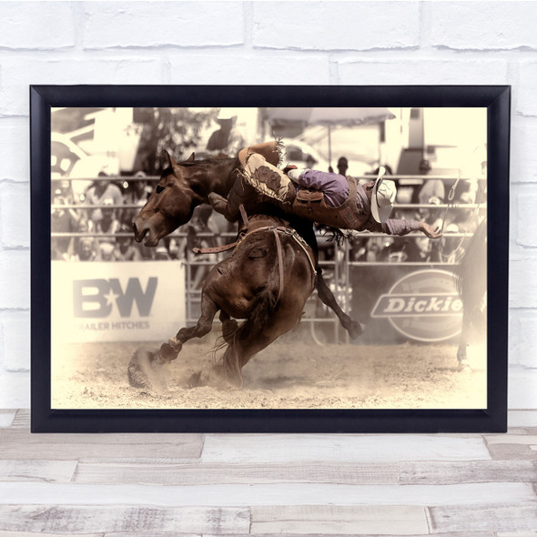 Two-Way Horse Rodeo Cowboy Wall Art Print