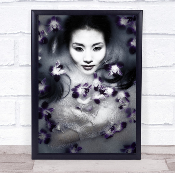 Purple Flower Asian woman Wall Art Print