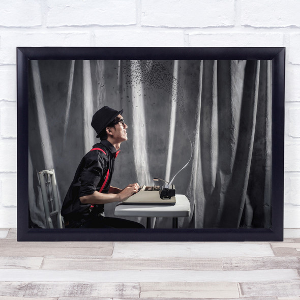 Man Typewriter Suit hat Wall Art Print