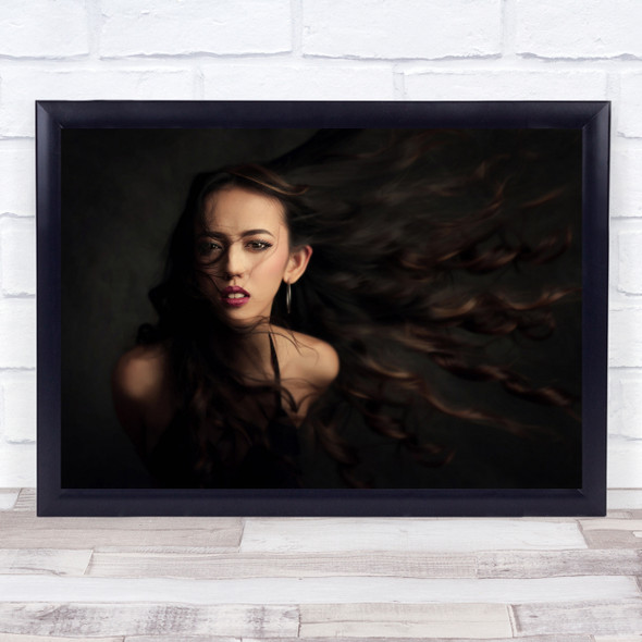 Rara Women Hair Blowing Wall Art Print