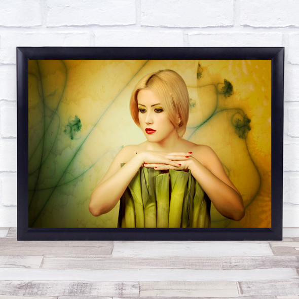 Woman pose vegetables Wall Art Print