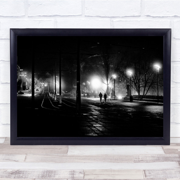 Night Walk Lamp post Wall Art Print