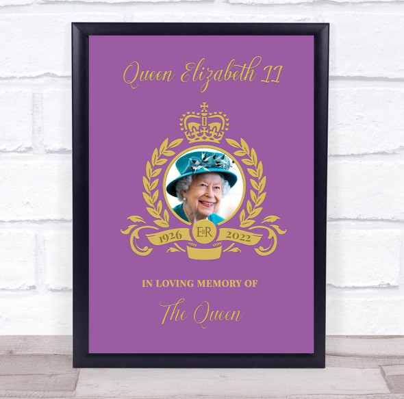 In Loving Memory Memorial Queen Elizabeth II Death Purple Crest Art Poster Print