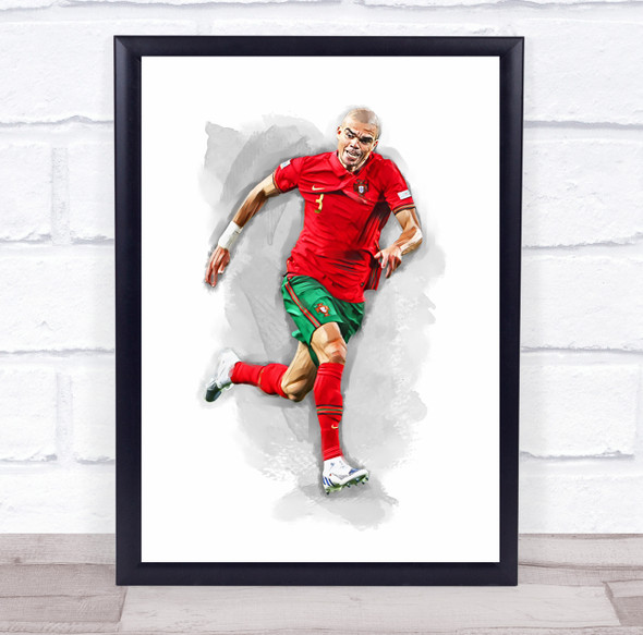Footballer Pepe Portugal Football Player Watercolour Wall Art Print
