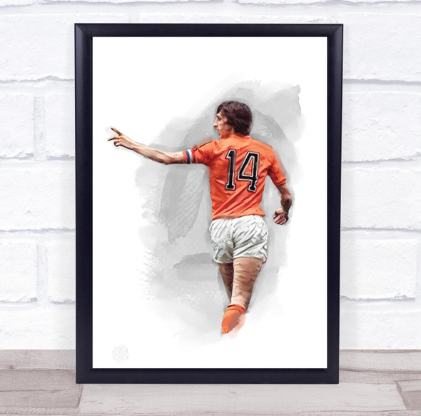 Footballer Johan Cruyff Football Player Watercolour Wall Art Print