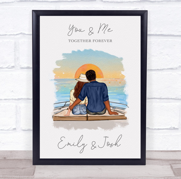You & Me Boat Sea Romantic Gift For Him or Her Personalised Couple Print