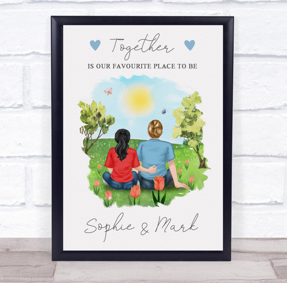 Favourite Place To Be Romantic Gift For Him or Her Personalised Couple Print