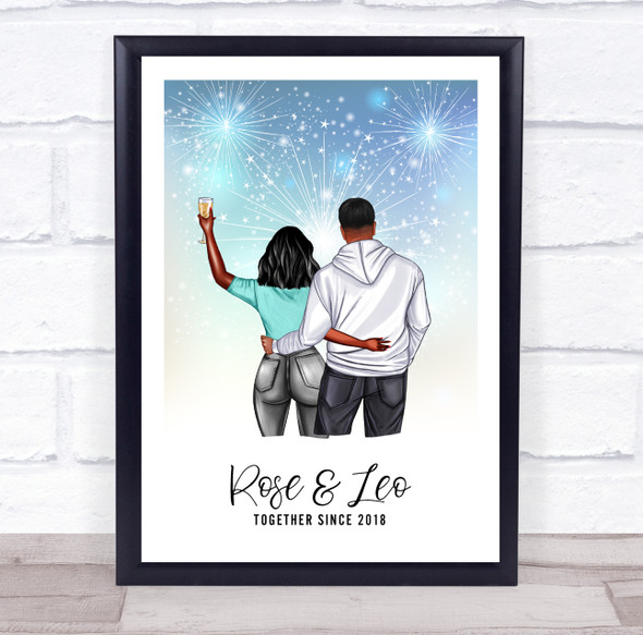 Starry Fireworks Romantic Gift For Him or Her Personalised Couple Print