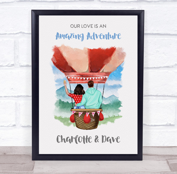 Air Balloon Romantic Gift For Him or Her Personalised Couple Print