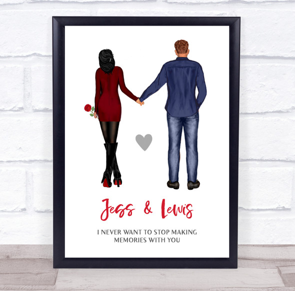 Memories With You Rose Romantic Gift For Him or Her Personalised Couple Print
