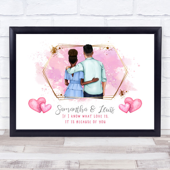 Pink Wash Romantic Gift For Him or Her Personalised Couple Print