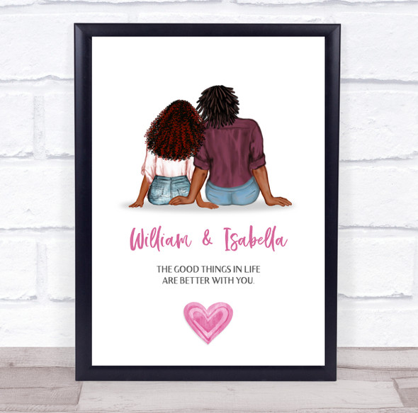 Better With You Romantic Gift For Him or Her Personalised Couple Print