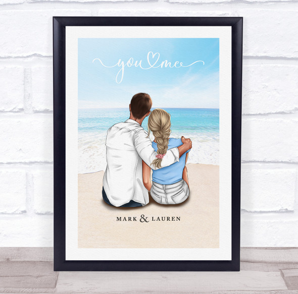Watercolour Ocean Romantic Gift For Him or Her Personalised Couple Print